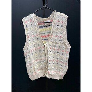 Northern Reflections Cotton Multicolored Cable Knit Sweater Vest
